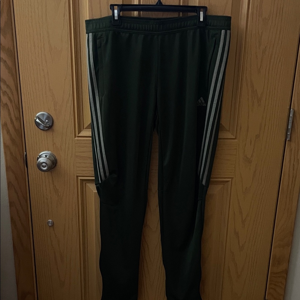 Adidas Dark Green Joggers with Gray Accents